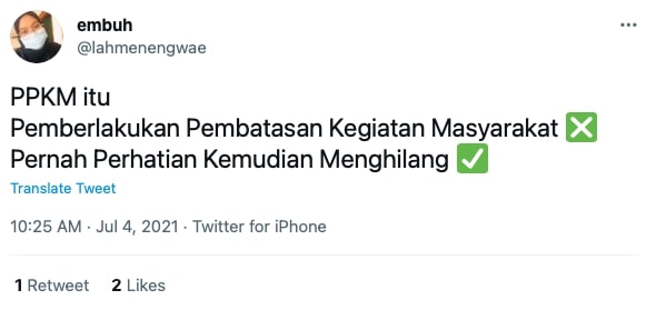 Cuitan kocak tentang singkatan PPKM dari netizen ini bikin cekikikan